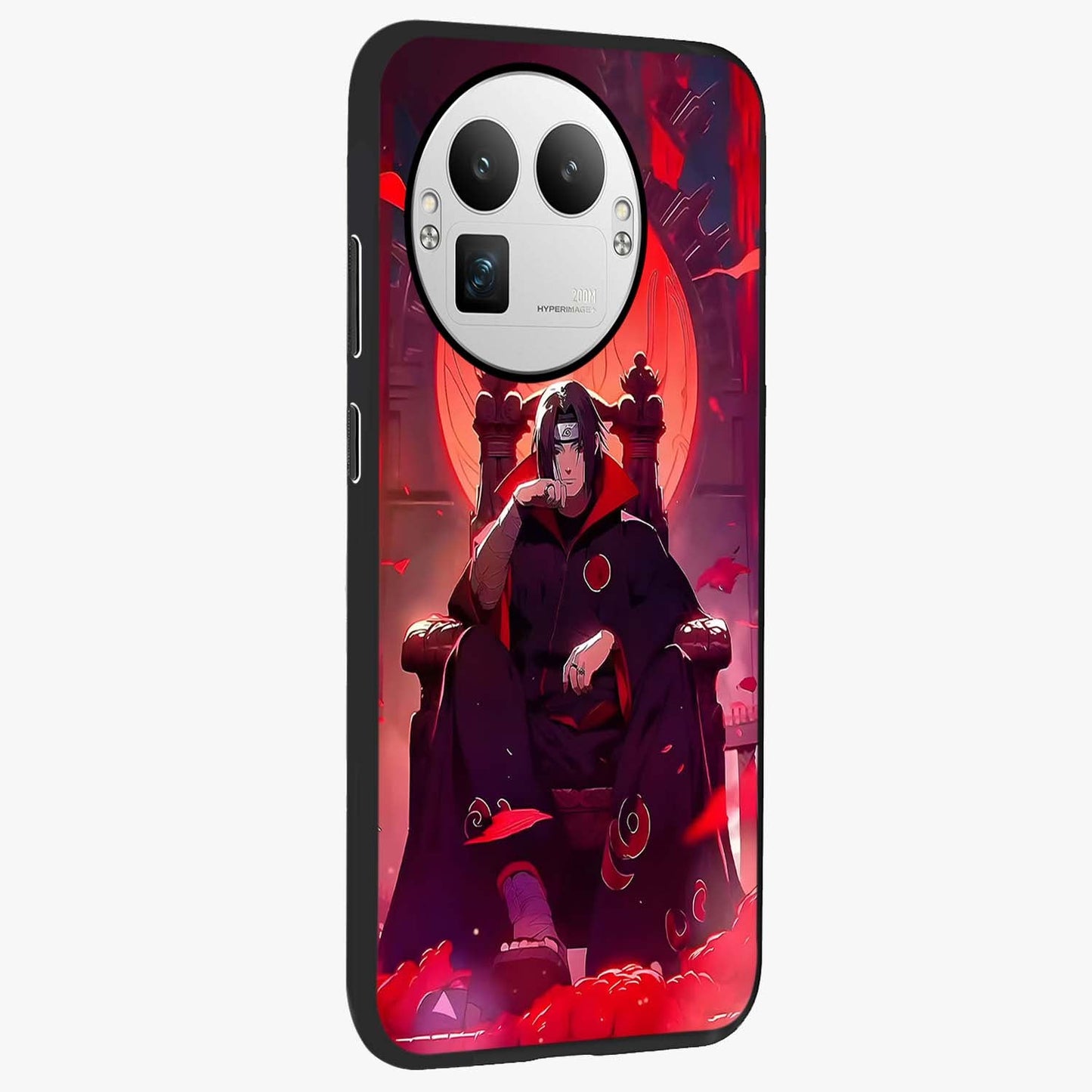 Blood Moon Sovereign Glass Case upright view showcasing powerful moon inspired artwork with cosmic aesthetic style.