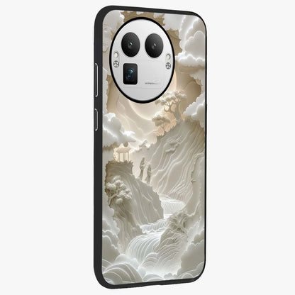 Celestial Origami Glass Case upright view showcasing creative origami artwork with modern celestial style.