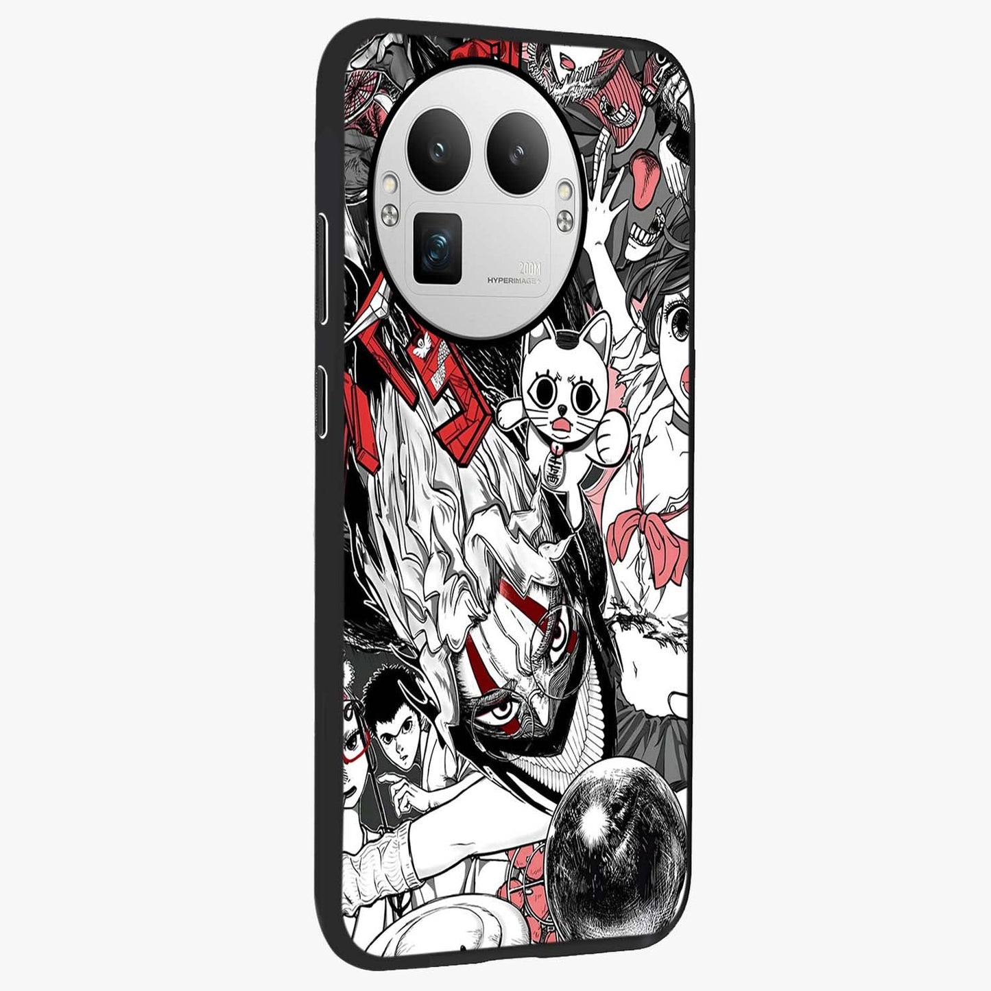 Crimson Chaos Panel Glass Case upright view showcasing intense crimson artwork with dramatic aesthetic style.
