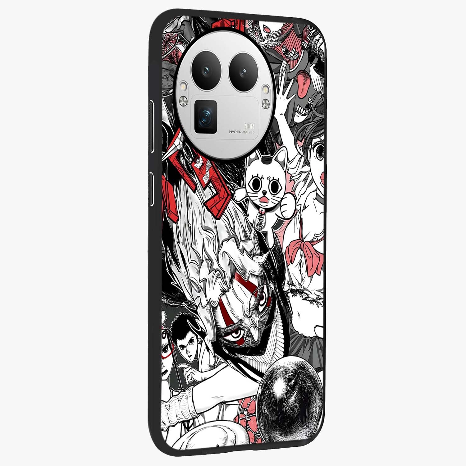 Crimson Chaos Panel Glass Case upright view showcasing intense crimson artwork with dramatic aesthetic style.
