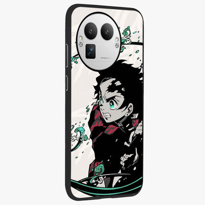 Demon Slayer Glass Case upright view showcasing powerful anime artwork with intense warrior theme.