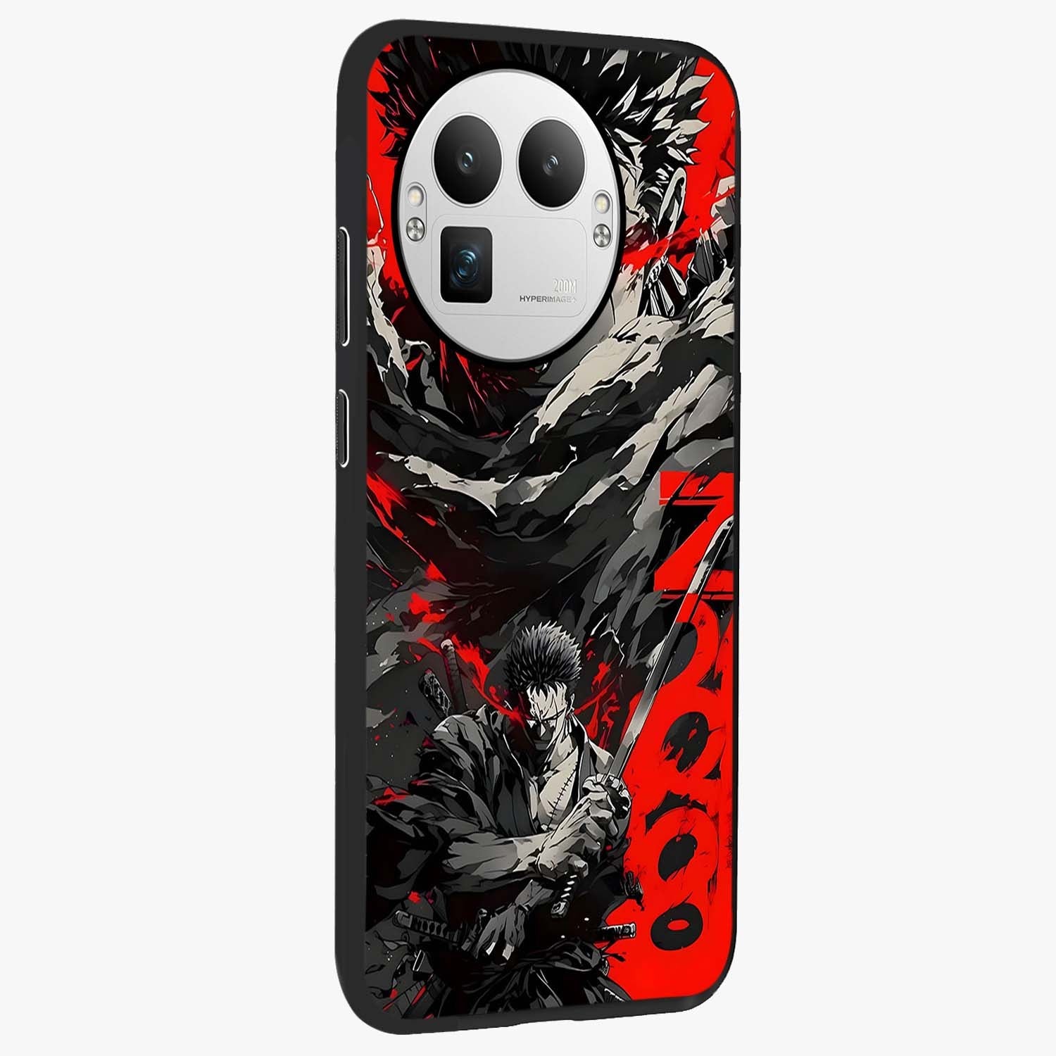 Demon Sword Resolve Glass Case upright view showcasing dramatic warrior artwork with intense battle theme.