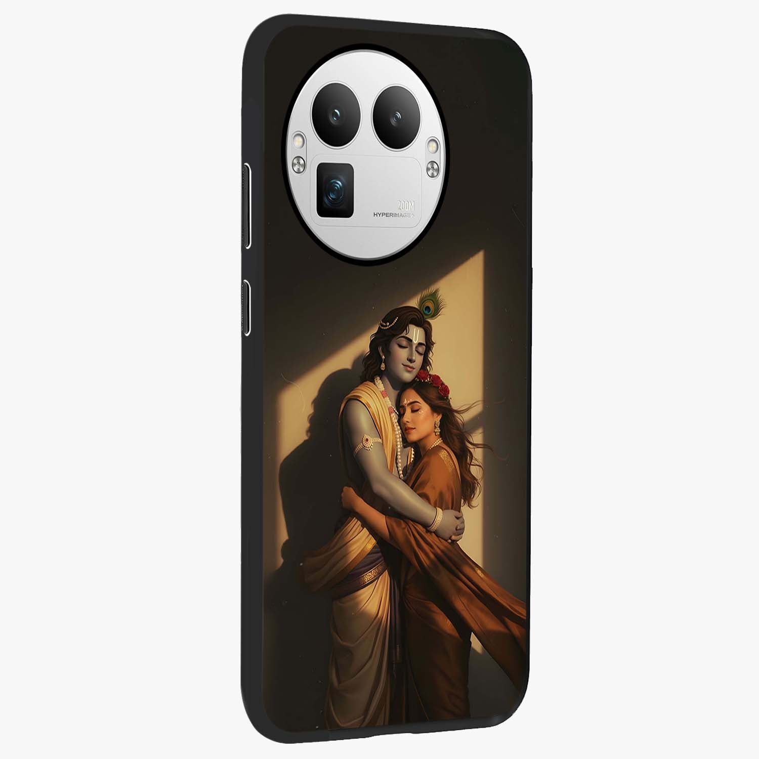 Divine Eternal Love Glass Case upright view showcasing graceful spiritual artwork with eternal love theme.