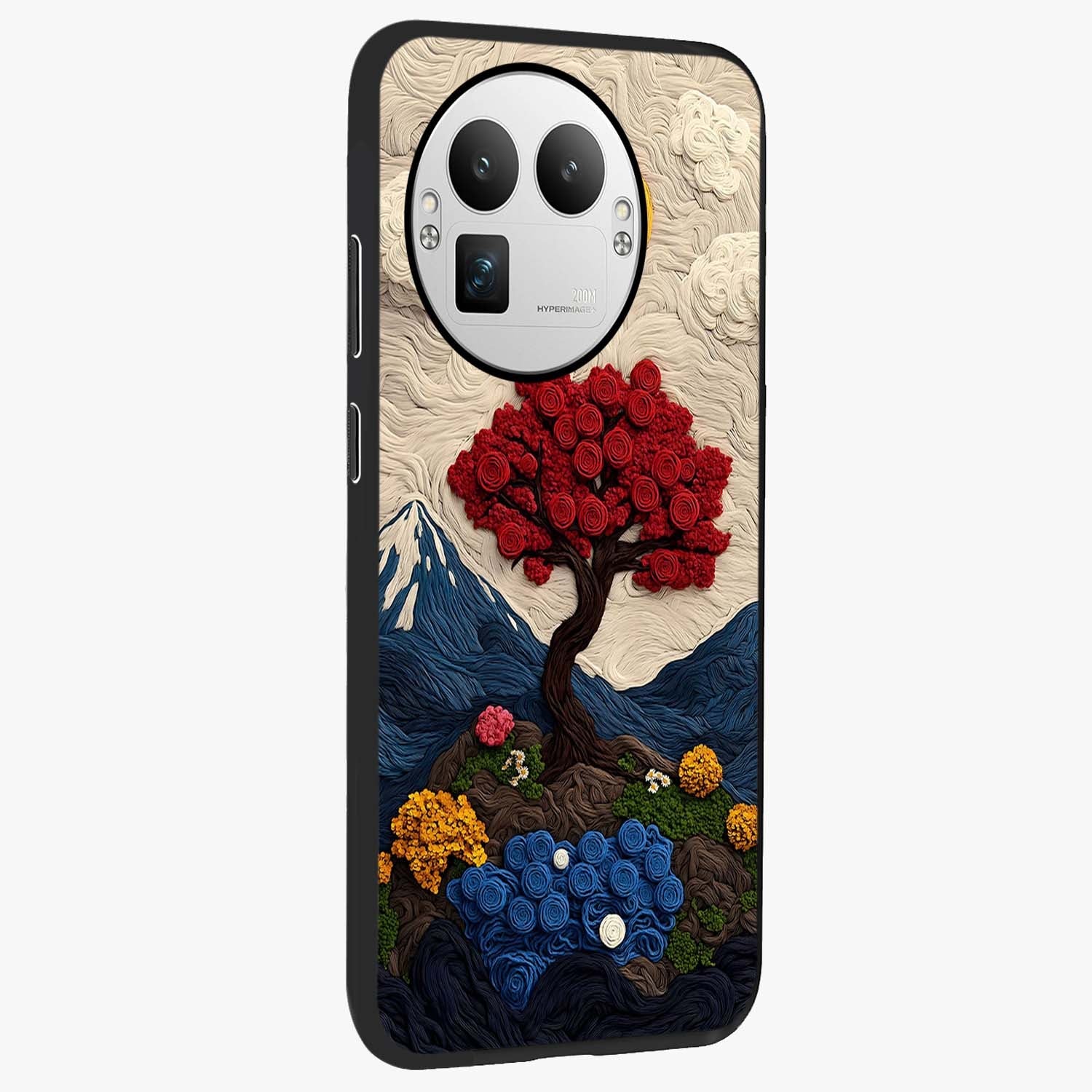 Eternal Nature Tapestry Glass Case upright view showcasing elegant nature tapestry design with decorative style.