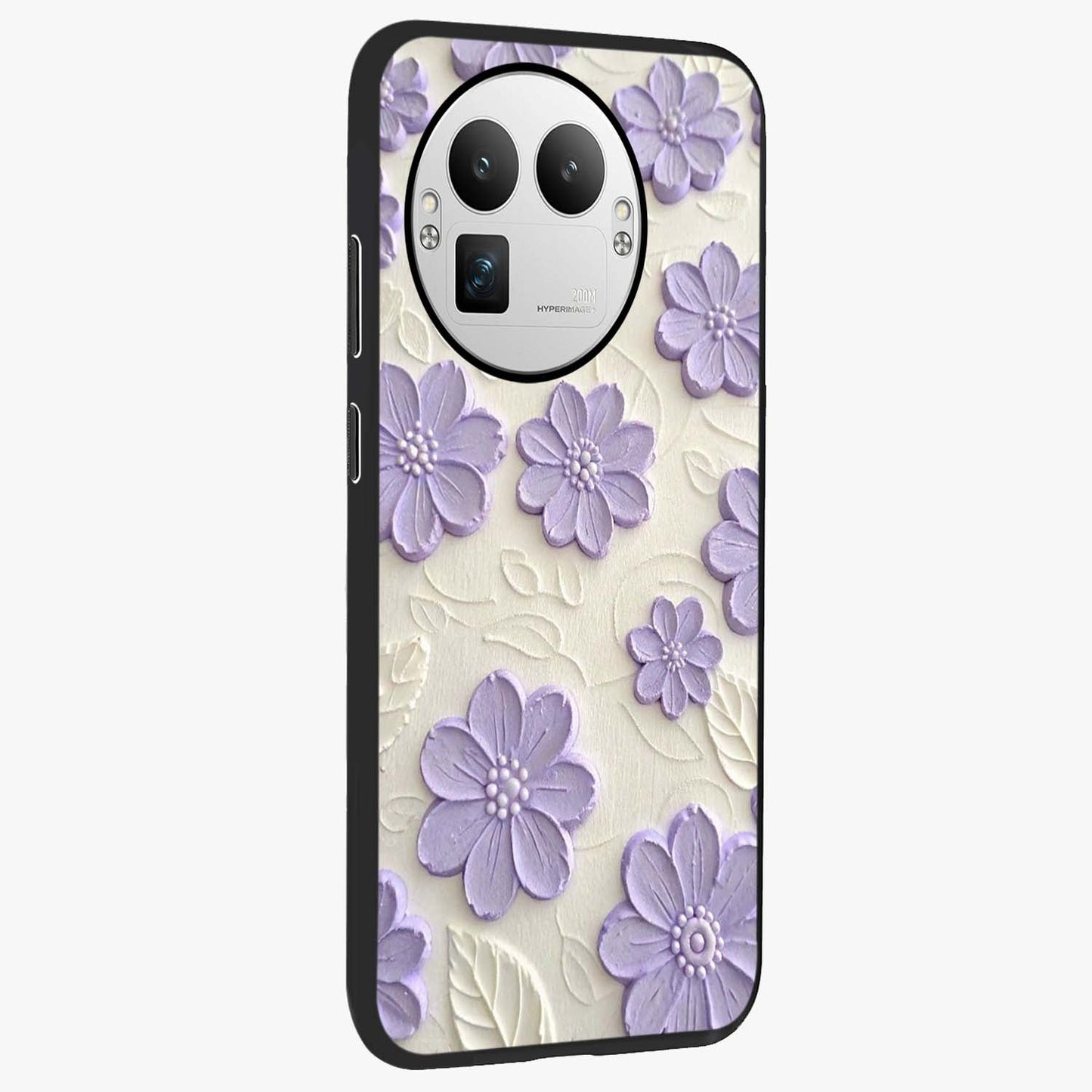 Floral Wall Art With Purple Flowers Glass Case upright view showcasing elegant purple flower artwork with decorative floral theme.