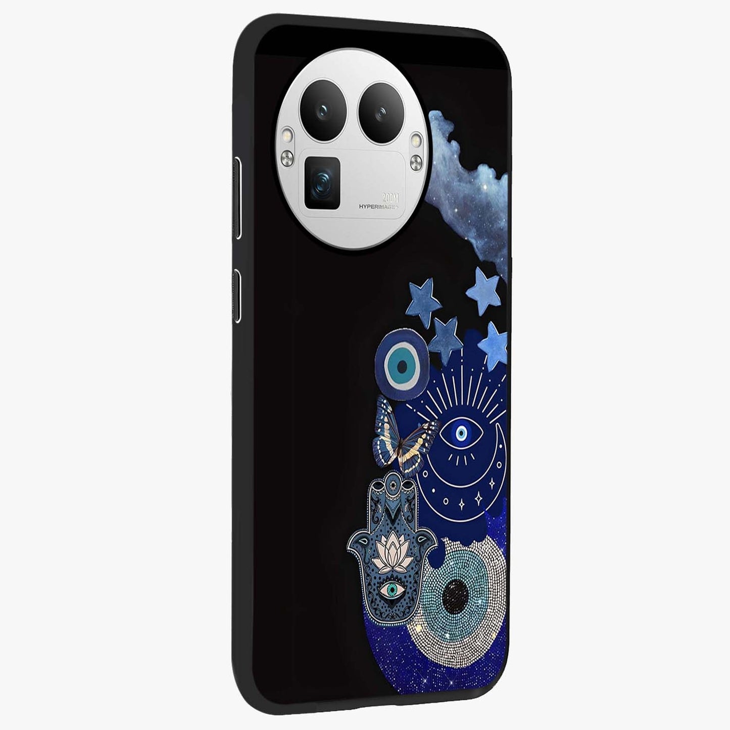 Galactic Charm Cluster Glass Case upright view showcasing glowing cosmic charm artwork with magical celestial style.