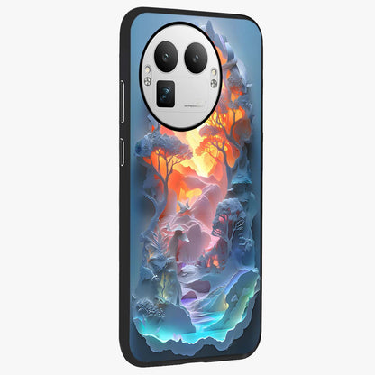 Glow Forest Portal Glass Case upright view showcasing enchanted forest portal artwork with fantasy nature theme.