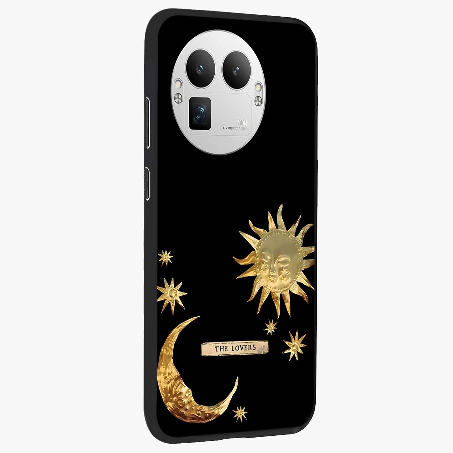 Gold Sun Blush Glass Case upright view showcasing glowing sun artwork with elegant celestial theme.