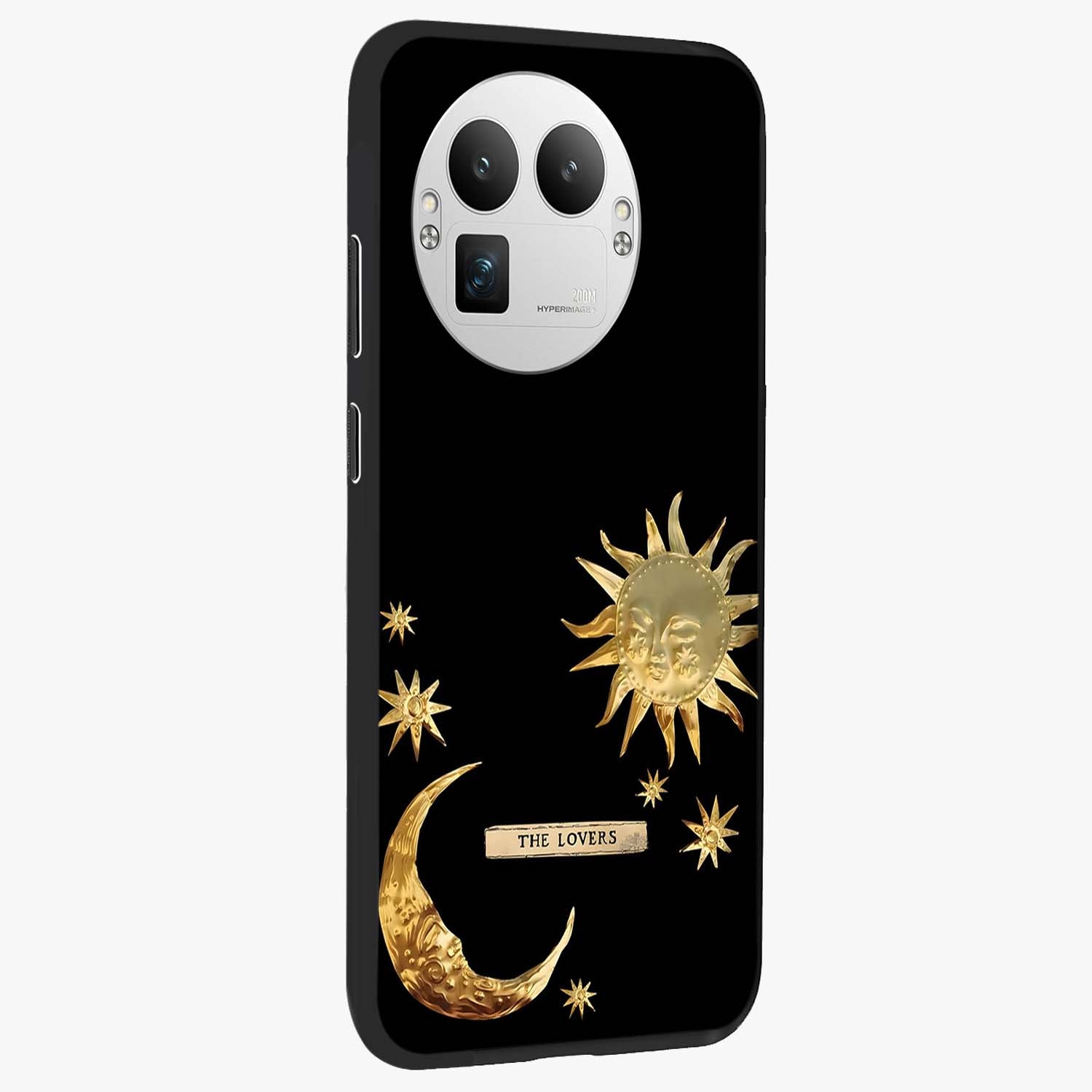 Gold Sun Blush Glass Case upright view showcasing glowing sun artwork with elegant celestial theme.