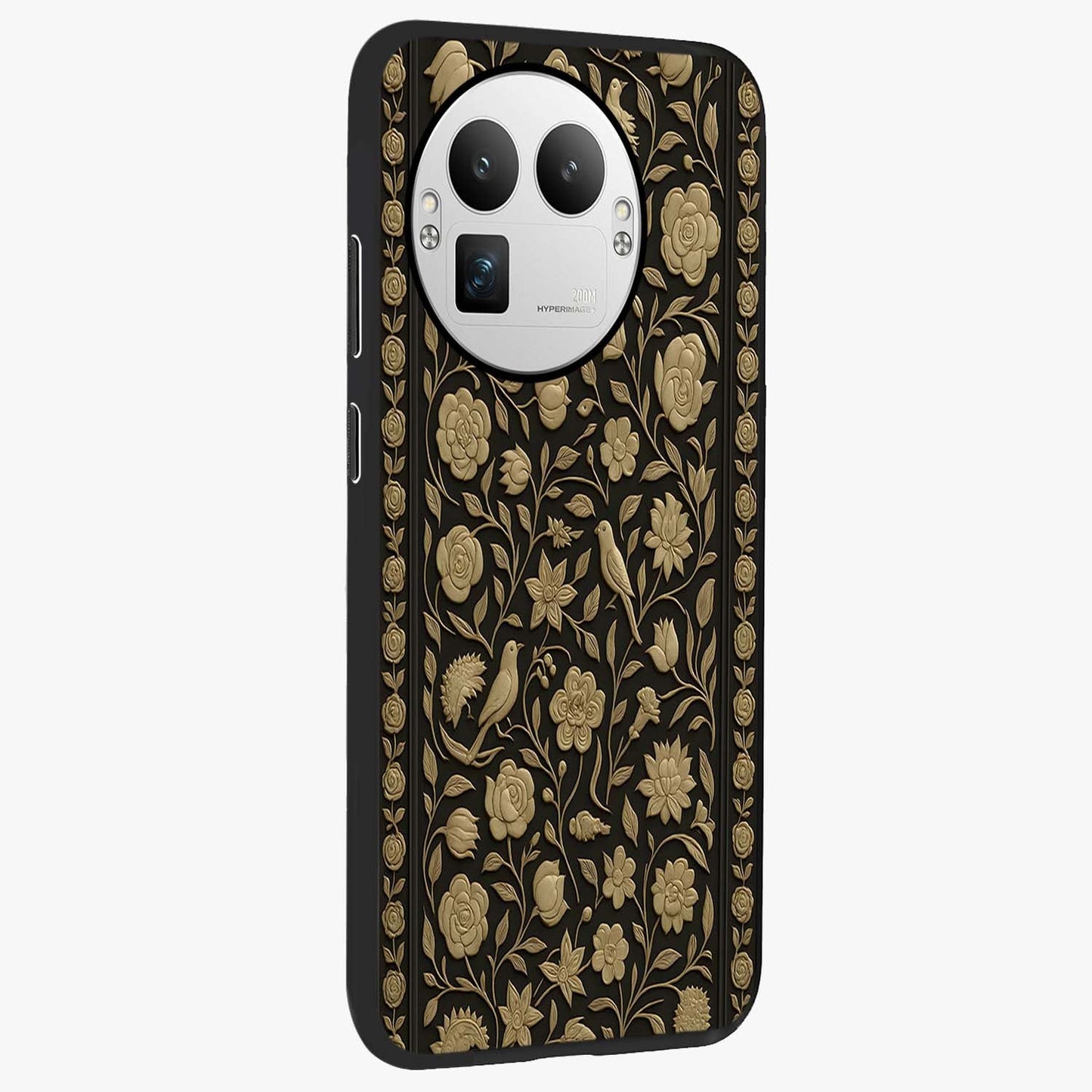 Golden Evil Eye Mandala Glass Case upright view showcasing decorative evil eye mandala artwork with spiritual aesthetic style.
