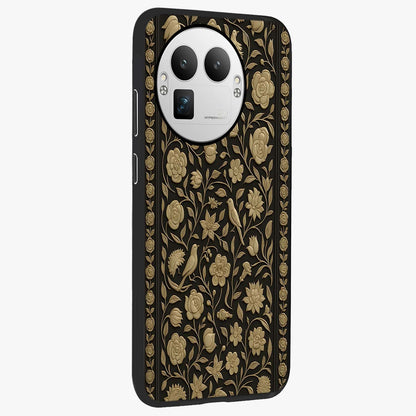 Golden Evil Eye Mandala Glass Case upright view showcasing decorative evil eye mandala artwork with spiritual aesthetic style.