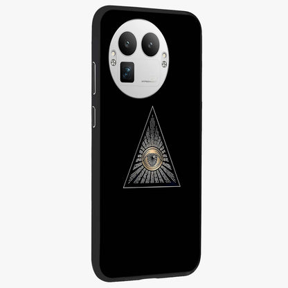 Illuminati Evil Glass Case upright view showcasing striking illuminati artwork with mysterious symbolic theme.