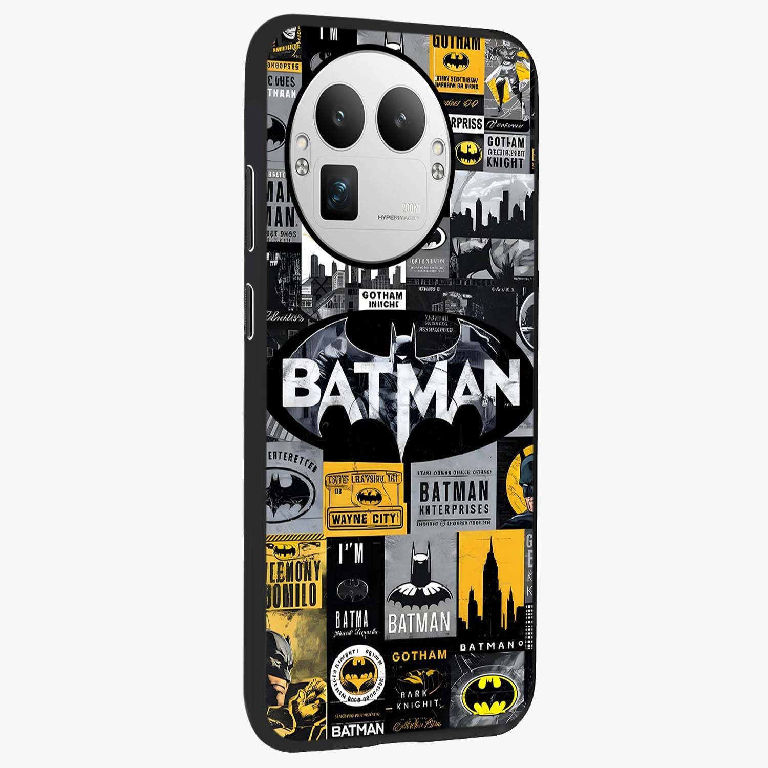 Knight Gotham Rise Glass Case upright view showcasing bold vigilante themed artwork with gothic city vibe.