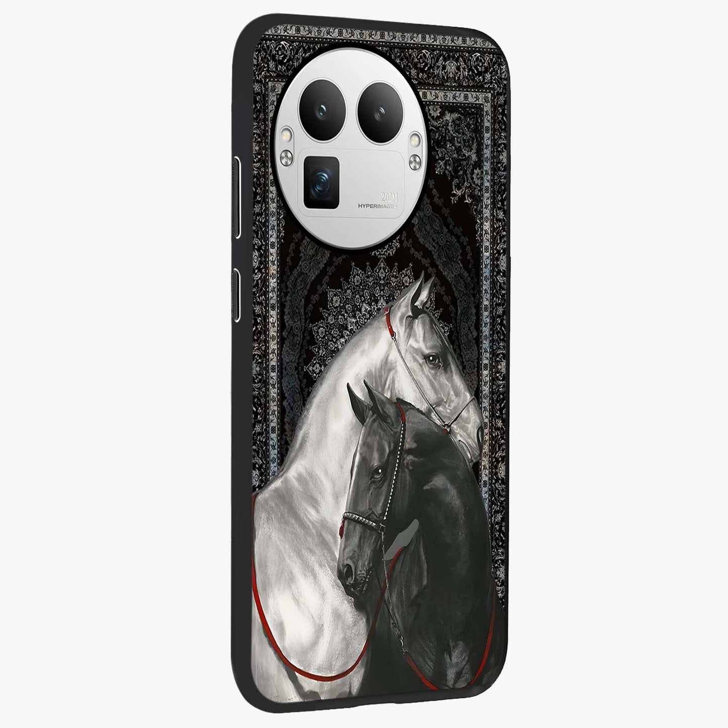Majestic Ride Legacy Glass Case upright view showcasing dynamic ride inspired artwork with modern automotive theme.