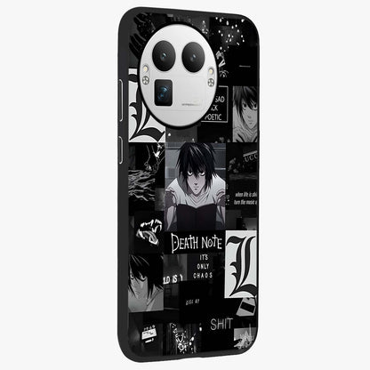 Midnight Chaos Mind Glass Case upright view showcasing expressive abstract artwork with bold dark theme.