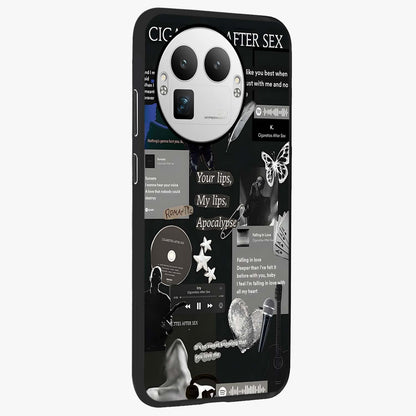 Midnight Love Echo Glass Case upright view showcasing expressive romantic artwork with dreamy midnight theme.