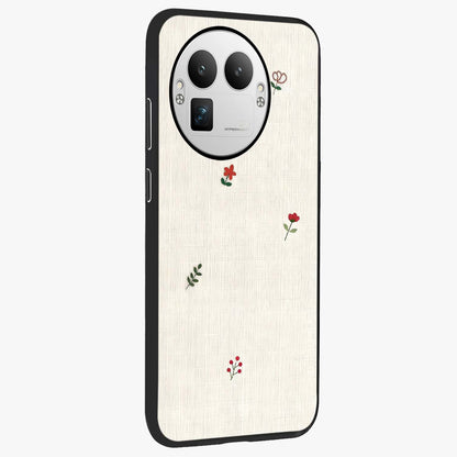 Minimalistic Blue With White Flower Pattern Glass Case upright view showcasing clean white flower artwork with calming blue theme.