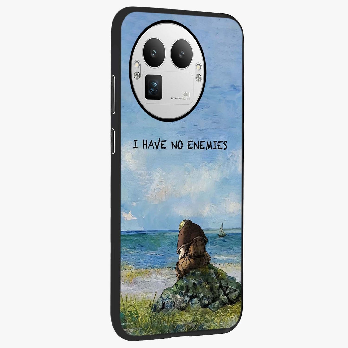 Peace Beyond War Glass Case upright view showcasing powerful peace symbol artwork with inspirational theme.