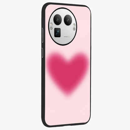 Pink Aura Heart Glass Case upright view showcasing romantic heart artwork with soft pastel theme.