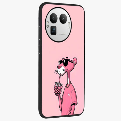 Pink Panther Glass Case upright view showcasing fun animated artwork with stylish retro cartoon theme.