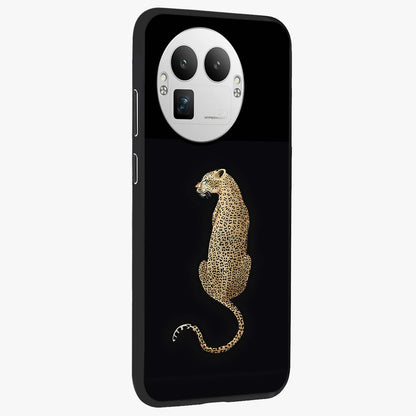 Regal Leopard Glass Case upright view showcasing striking leopard artwork with fierce wildlife theme.