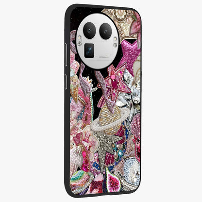 Starlit Jewel Dream Glass Case upright view showcasing radiant star inspired artwork with magical night theme.