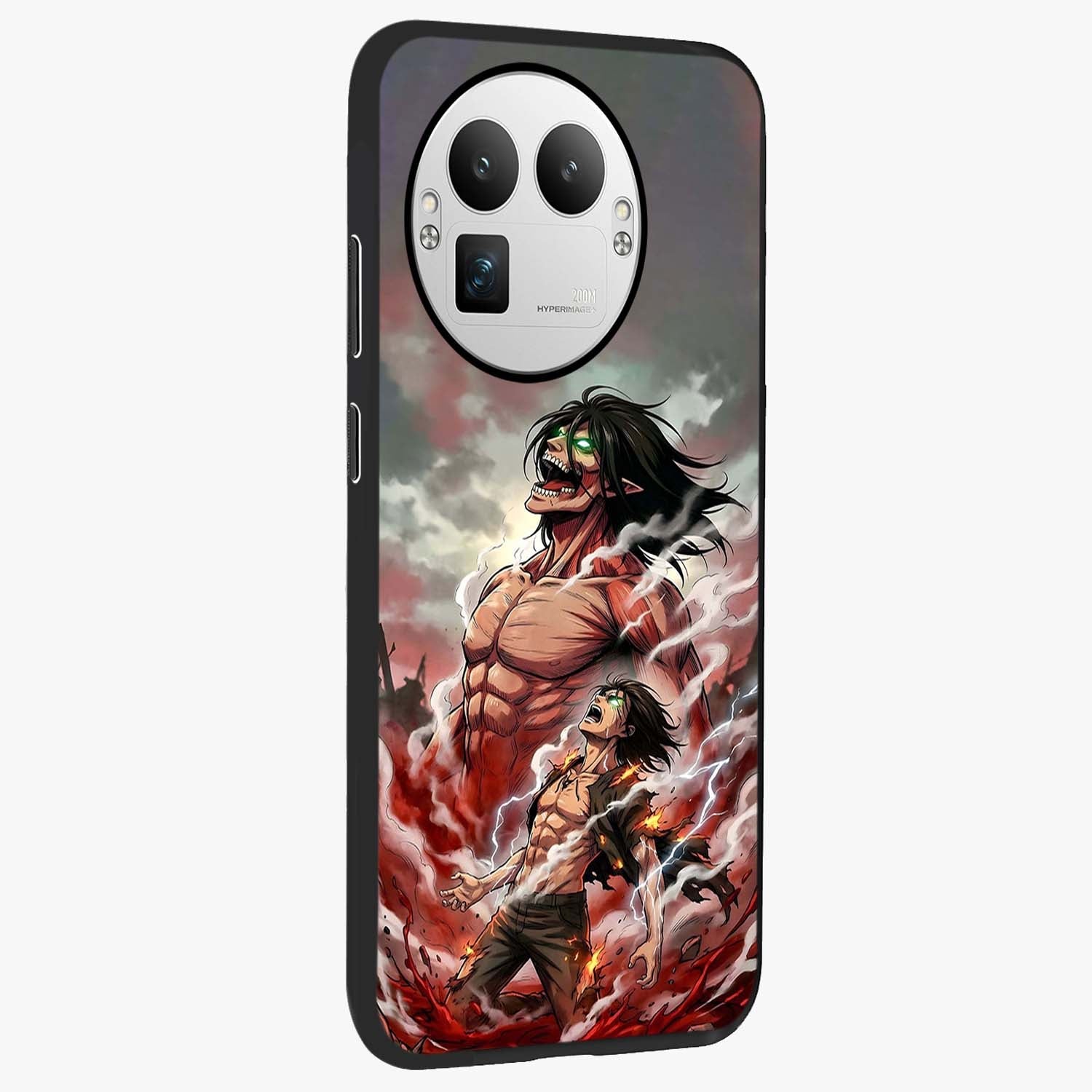 Titan Awakening Fury Glass Case upright view showcasing intense titan artwork with epic fantasy theme.