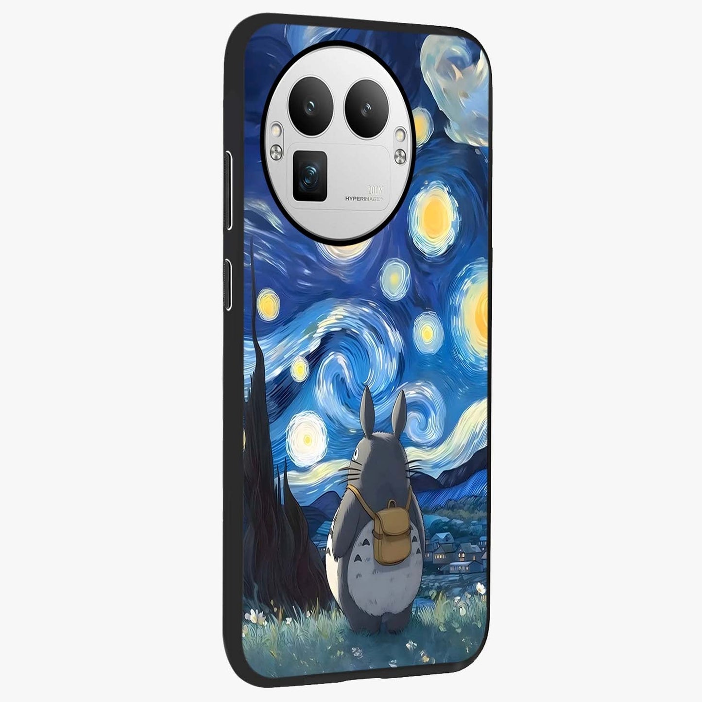 Totoro In Van Gogh Art Glass Case upright view showcasing creative character artwork with painterly artistic theme.