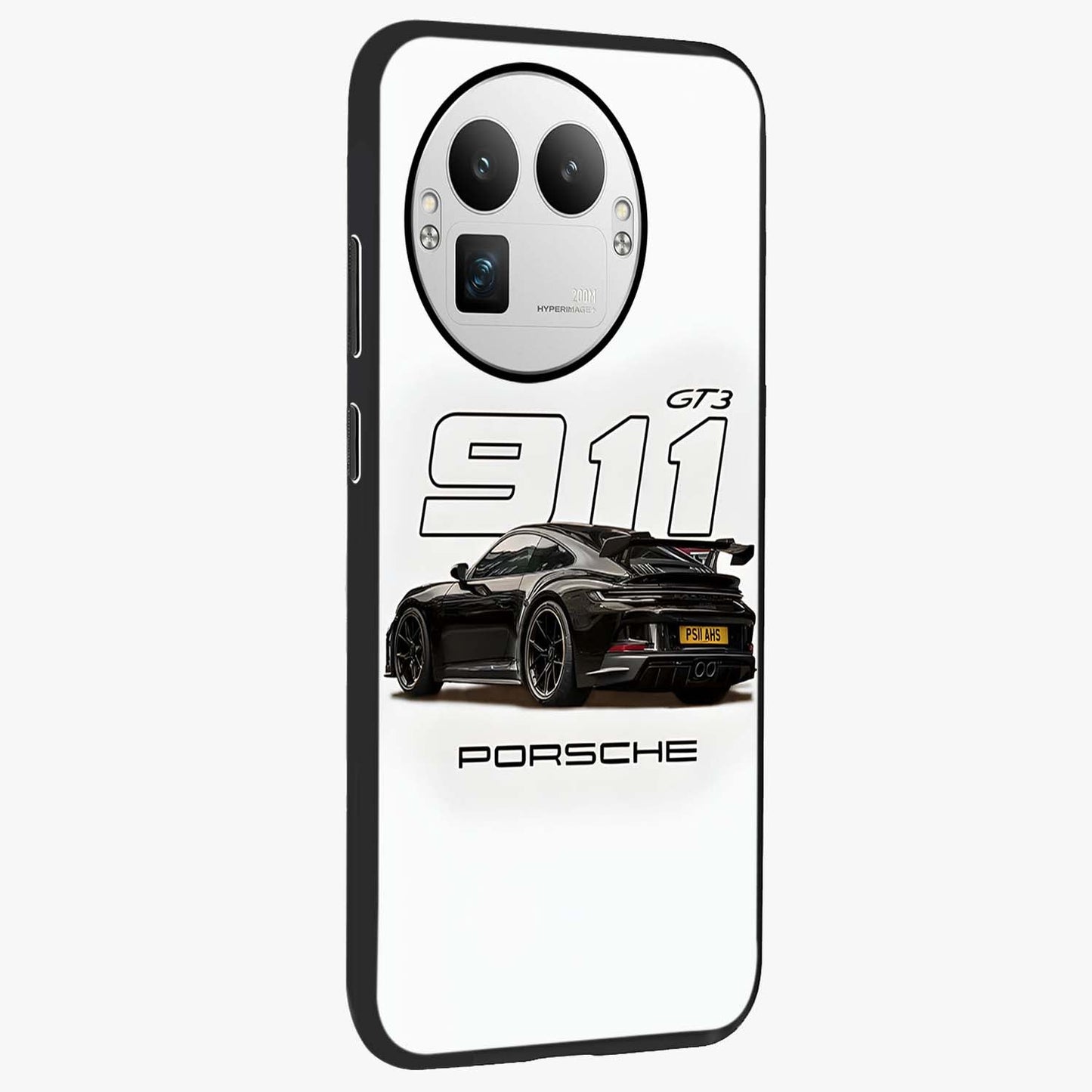 Turbo Legacy Icon Glass Case upright view showcasing bold racing inspired artwork with classic car theme.