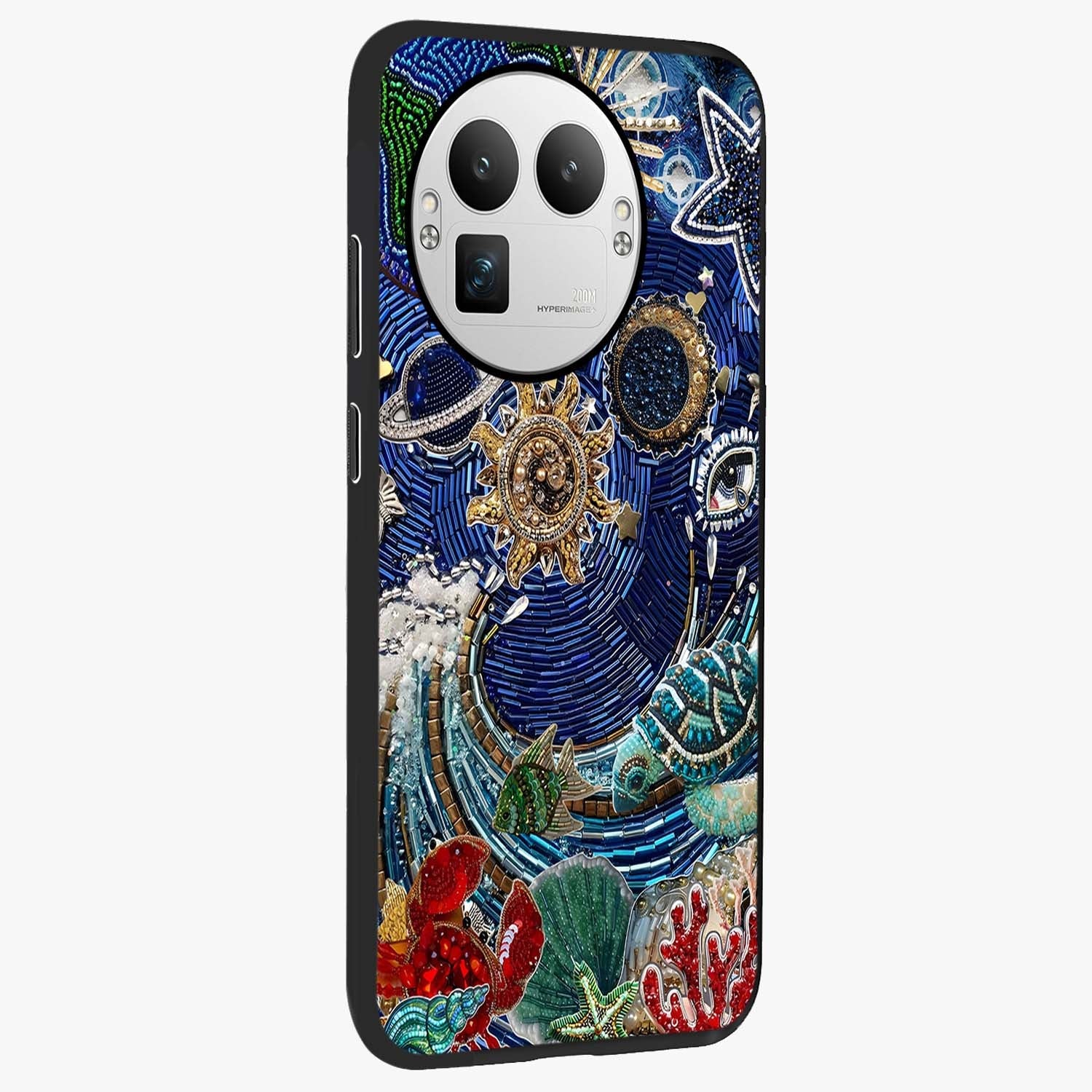 Universe Underwater Spark Glass Case upright view showcasing magical underwater galaxy artwork with vibrant cosmic theme.