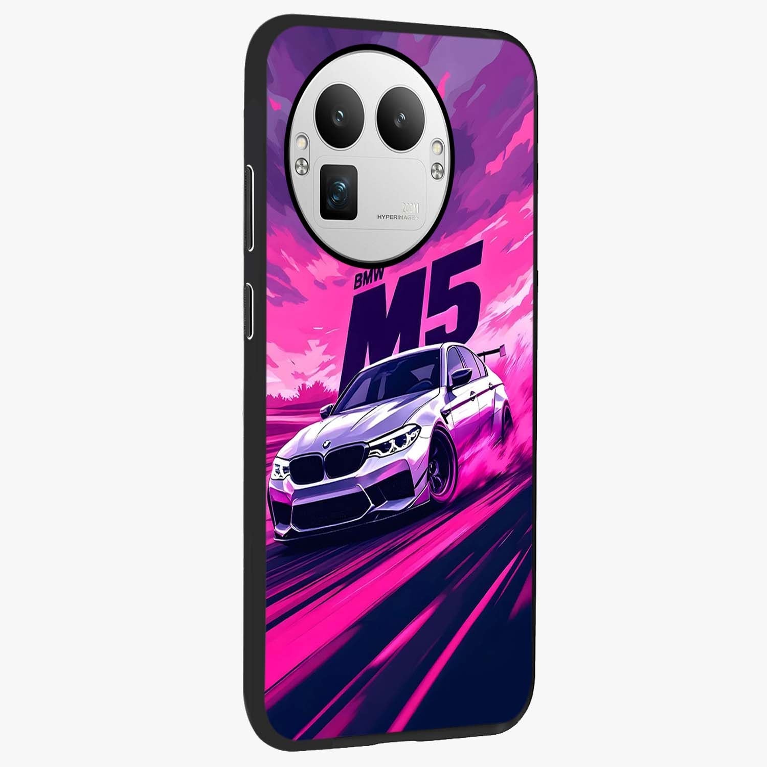 Velocity Drift Pulse Glass Case upright view showcasing powerful racing artwork with energetic motorsport theme.