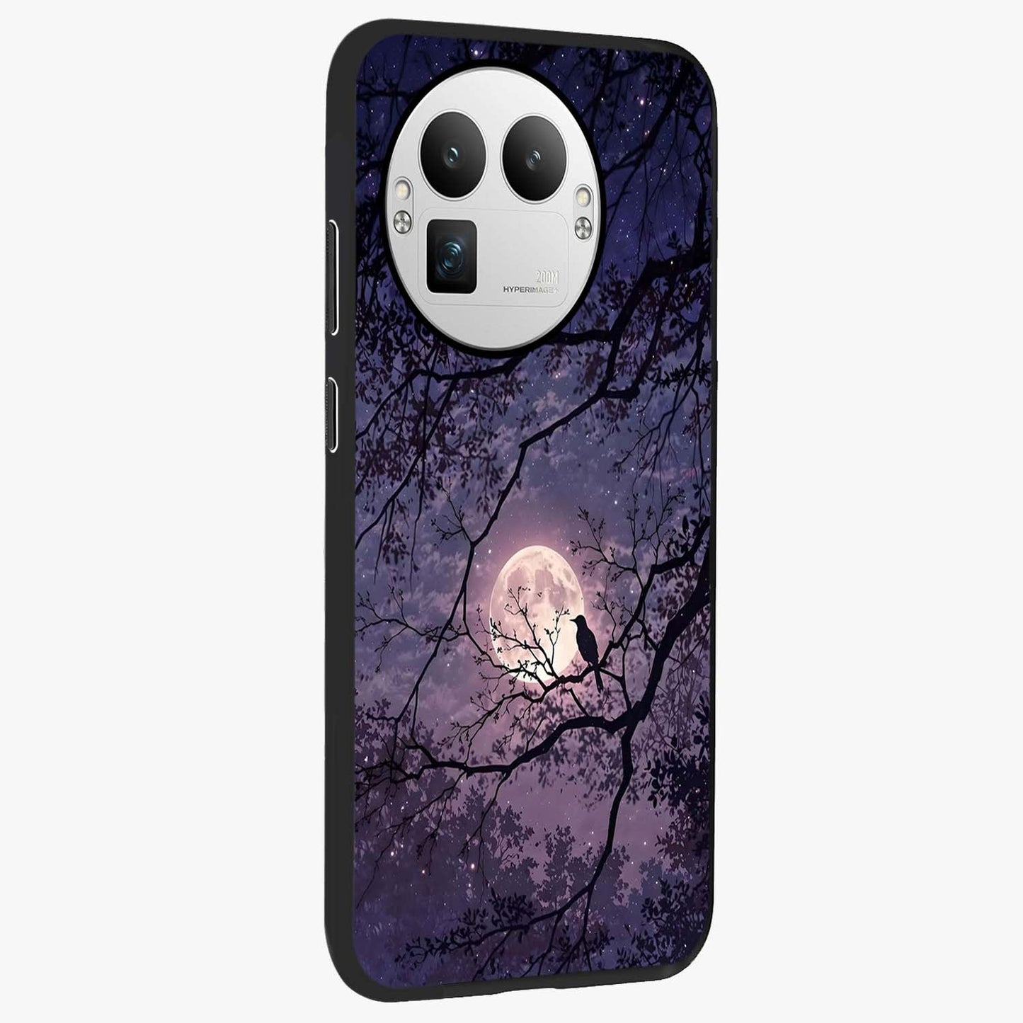 Whispering Moon Silence Glass Case upright view showcasing peaceful moon artwork with tranquil celestial theme.