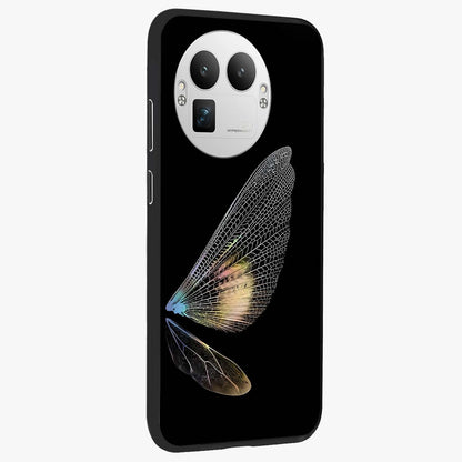 Whispers Of Wings Glass Case upright view showcasing elegant wing artwork with light airy theme.
