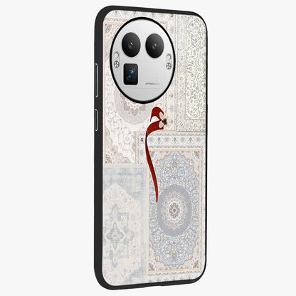 White Aesthetic Bow Glass Case upright view showcasing delicate ribbon bow artwork with cute minimalist theme.