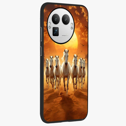 Wild Sunset Majesty Glass Case upright view showcasing dramatic sunset artwork with bold nature theme.