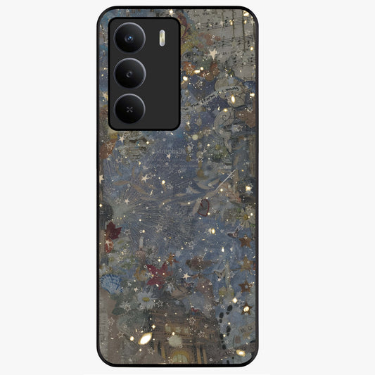 Aesthetic Astrolophia Glass Case showing flat back view with dreamy aesthetic design and glossy glass finish.