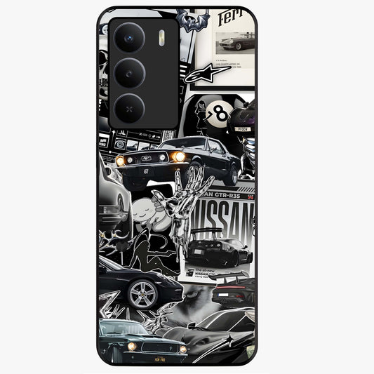 Aesthetic Dark Love Glass Case showing flat back view with dark romantic artwork and glossy glass finish.
