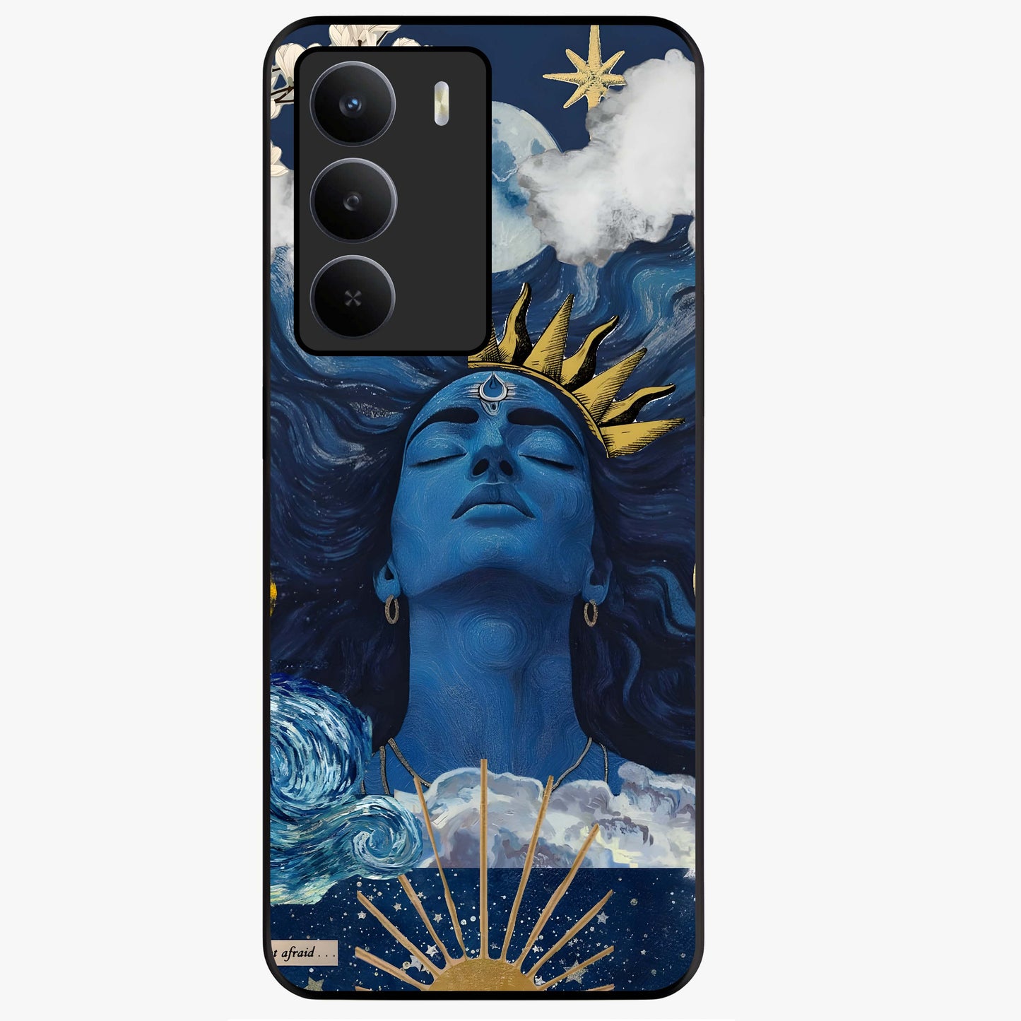 Aesthetic Lord Shiva Glass Case showing flat back view with divine Shiva artwork and glossy glass finish.