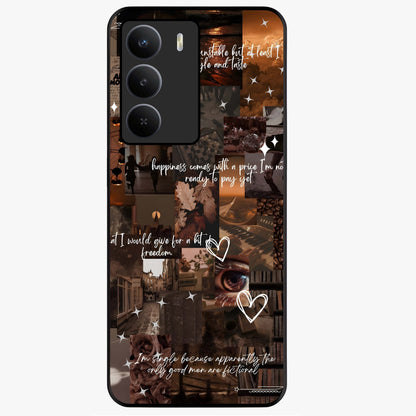 Bittersweet Aesthetic Chaos Glass Case showing flat back view with artistic chaotic aesthetic design and glossy glass finish.