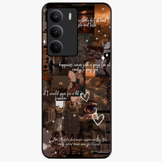 Bittersweet Aesthetic Chaos Glass Case showing flat back view with artistic chaotic aesthetic design and glossy glass finish.