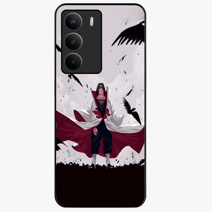 Crimson Crow Ascension Glass Case showing flat back view with mystical crow artwork and glossy glass finish.
