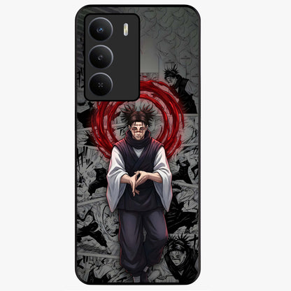 Cursed Ritual Ascension Glass Case showing flat back view with dark ritual themed artwork and glossy glass finish.