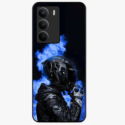 Cyber Sentinel Protocol Glass Case showing flat back view with futuristic cyber themed artwork and glossy glass finish.