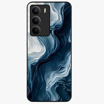 Ethereal Paper Marble Glass Case showing flat back view with soft marble paper texture artwork and glossy glass finish.