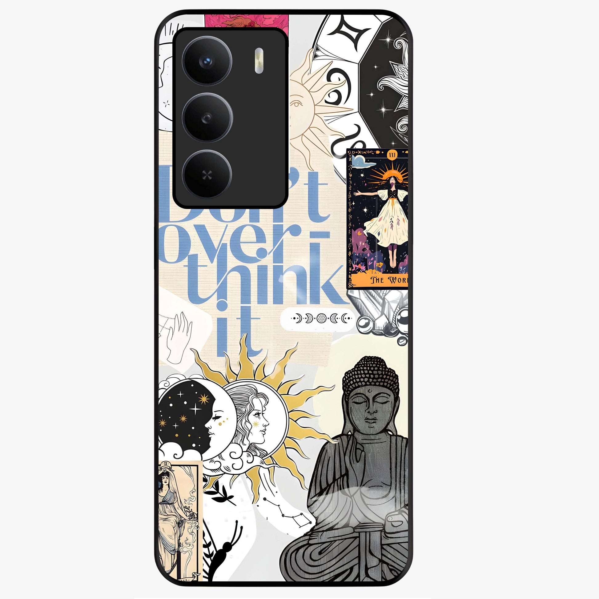 Ethereal Thoughts Glass Case showing flat back view with dreamy artistic artwork and glossy glass finish.
