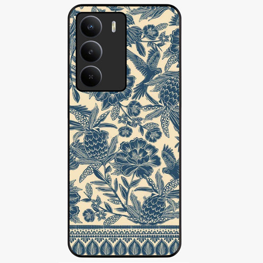 Heirloom Wild Bloom Glass Case showing flat back view with vintage inspired wild flower artwork and glossy glass finish.