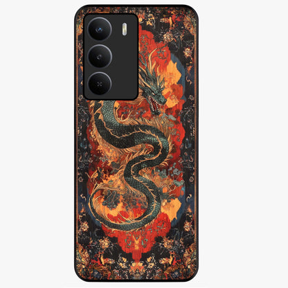 Inferno Dragon Soul Glass Case showing flat back view with fiery dragon artwork and glossy glass finish.