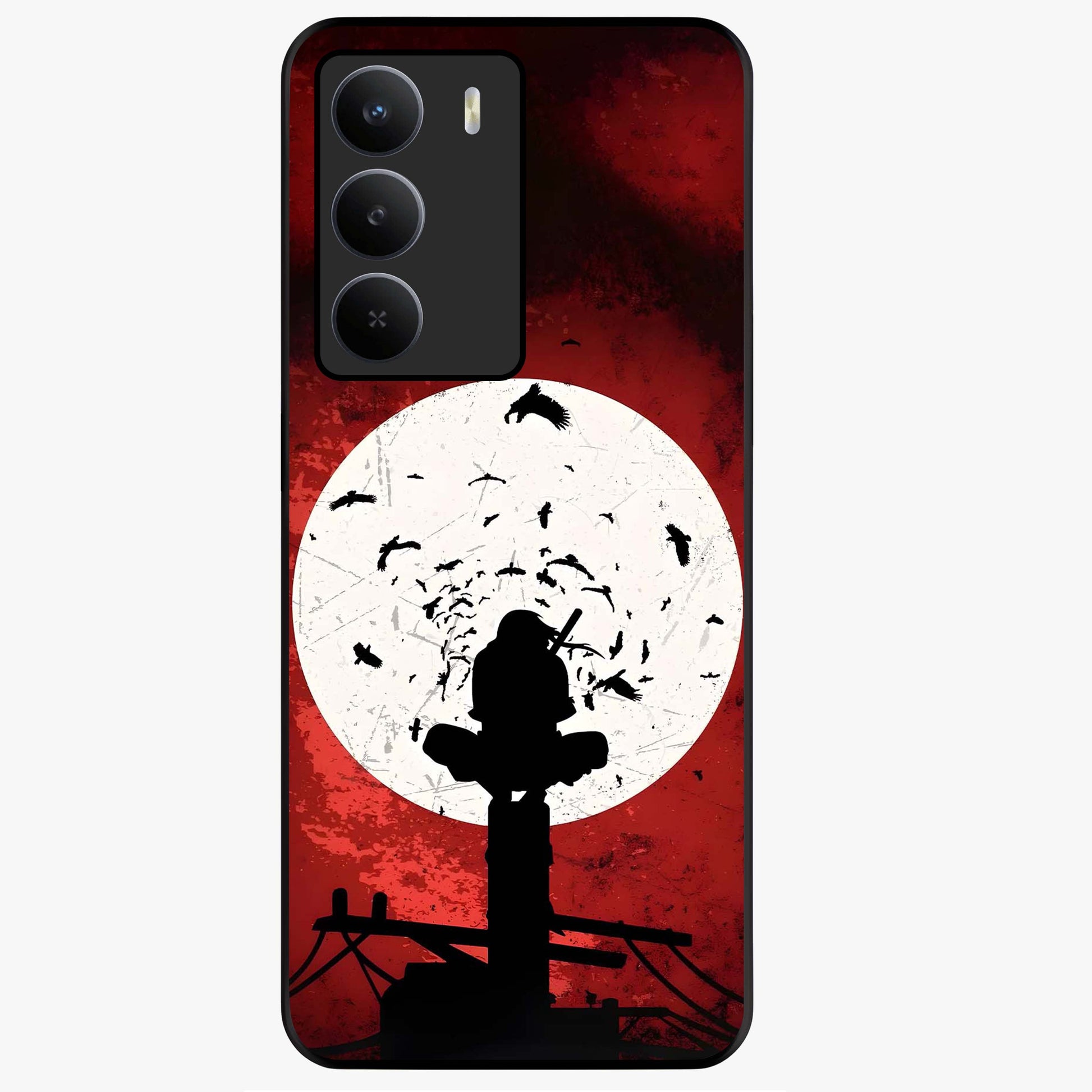 Itachi Limited Edition Naruto Anime Glass Case showing flat back view with iconic anime character artwork and glossy glass finish.