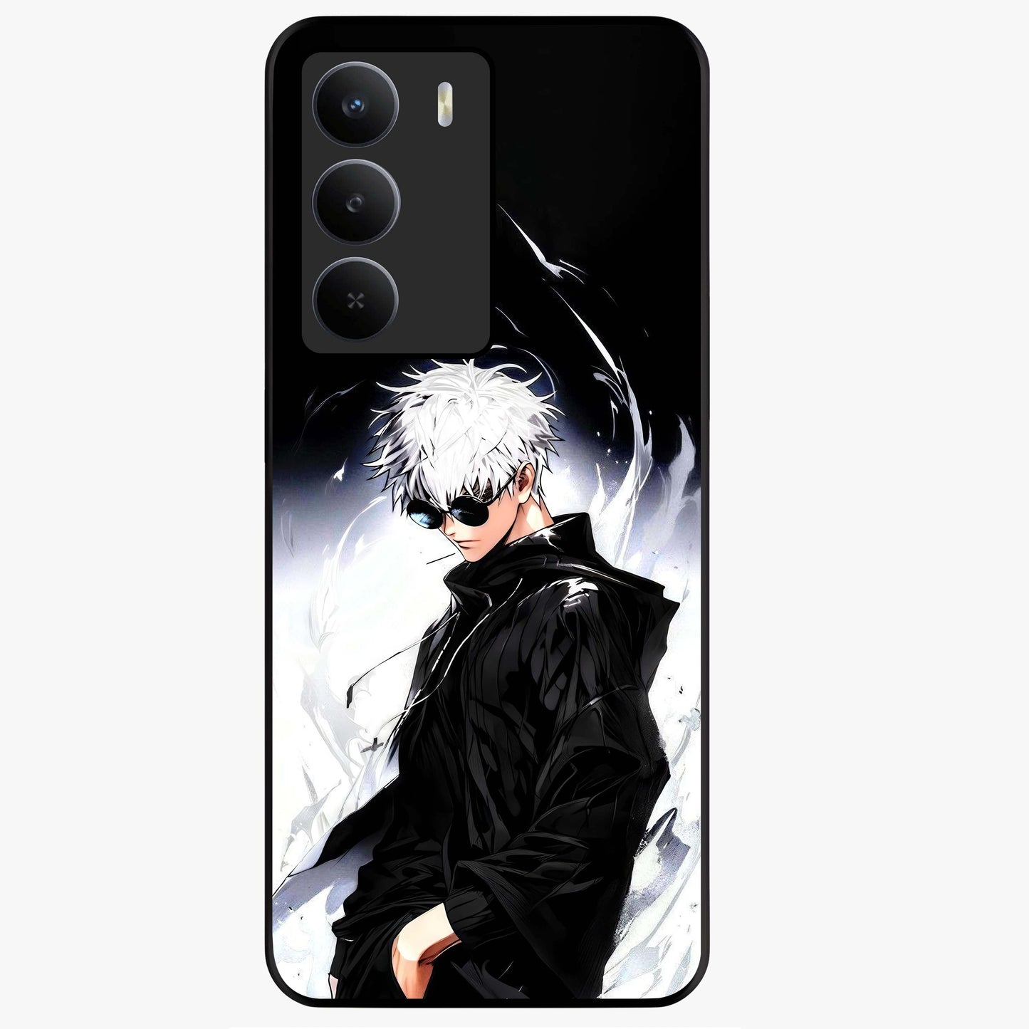Limitless Shadow King Glass Case showing flat back view with powerful shadow warrior artwork and glossy glass finish.