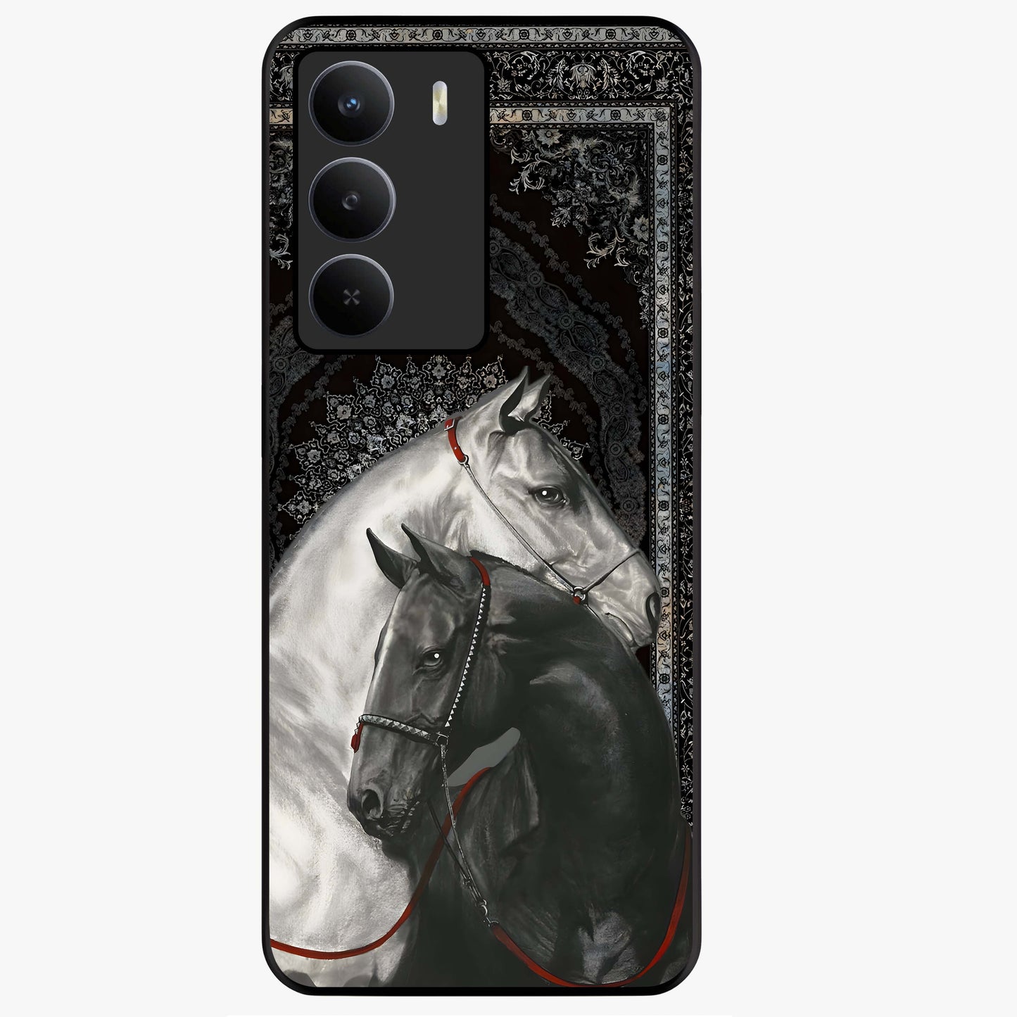 Majestic Ride Legacy Glass Case showing flat back view with powerful automotive inspired artwork and glossy glass finish.